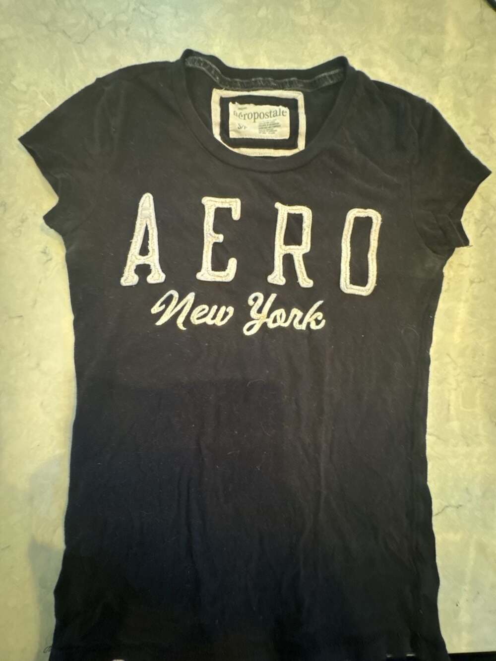 Aeropostale Aero New York Graphic T-Shirt Size S Black Cotton
